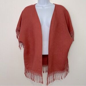 Valentina Naldi One Size 100% Linen Made In Italy Fringe Kimono